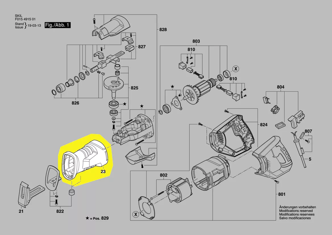 carter poignée avant scie-sabre Skil réf. 2610Z07352